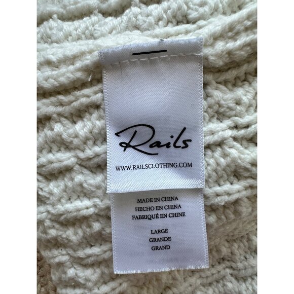 Rails Reese Patchwork Boxy Cable Cardigan- Cream Size M - Picture 9 of 11